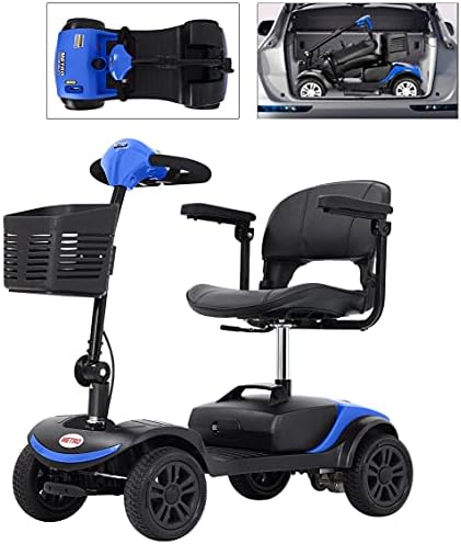 Powered Folding Mobility Scooter for Seniors, Electric Mobility Scooters for Adults - 265 LBS Max Weight, Compact Mobility Scooters with Basket, Travel with Parents Gift for Parents(Blue, 10 Miles)