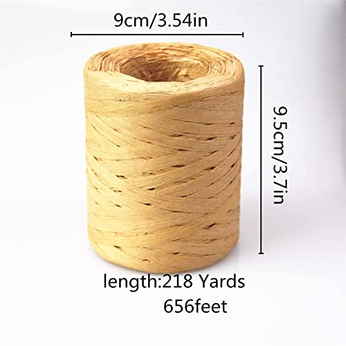 J Jiayu218Yards Christmas Raffia Paper Craft Ribbon Packing Paper Twine For Festival Gifts,Twine Diy Decoration And Weaving Raffia Ribbon (Kraft Paper Color) #TOP1