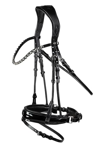Horze Pferde Trense Clermont anatomisch, Trensenzaum für Warmblut und Vollblut, Schwarz, F
