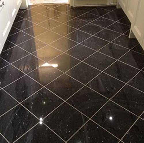 Tenedos Granite Tile Flooring Countertops - Black Galaxy 12" X 12" Polished #TOP1