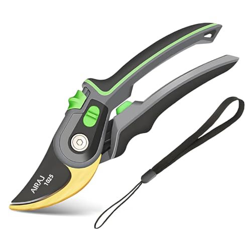 Forbici da Giardino in Titanio di Alta Qualità con Apertura Regolabile, Forbici da Potatura Forti e Antiruggine - Forbici da Potatura Professionali Bypass per Piante, Siepi e Fiori