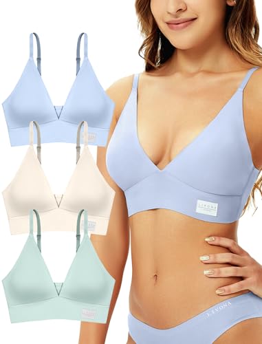 Livona Bras for Women - 3 Pack Sports Bra Bralettes with Support Workout Tops Wireless Bra Cami Crop Tank Tops