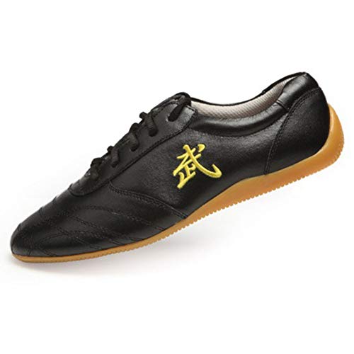 CHIYA Unisex Tai Chi Kampfkunst Wudang Kung Fu Schuhe Karate Traditionelles Qi Gong Wing Chun Shaolin Kung Fu Taekwondo Trainer Slipper mit klassischer Gummi Oxford SohleBlack-44