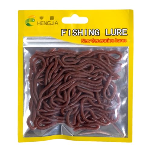 JUCHRZEY 50 Pezzi Simulazione Lombrichi Esca 80mm Realistico Lombrico Esca da Pesca PVC Verme Wobbler Esca Finta for Carpa Trota Bass Fishing