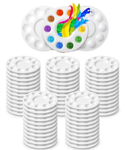 Image of Mr. Pen- Bulk Round Paint Tray Palettes, 60 Pack, White Plastic Palettes