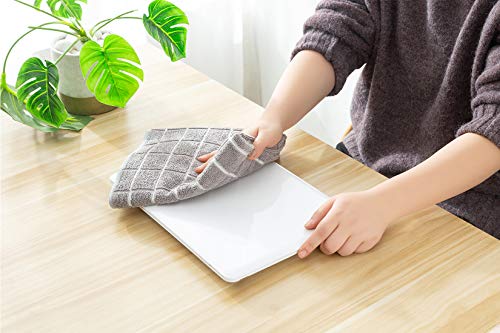 Microfiber Dish Towels - Soft, Super Absorbent and Lint Free Kitchen Towels - 8 Pack (Lattice Designed Gray Colors) - 26 x 18 Inch - Thumbnail 4