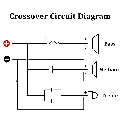 Image of 3 Way Speaker Crossover, PUV-W3 200W Passive Crossover for HiFi Home Audio 4 to 8 Ohm Bass Mediant Tweeter Bookshelf Speakers - 2Pack