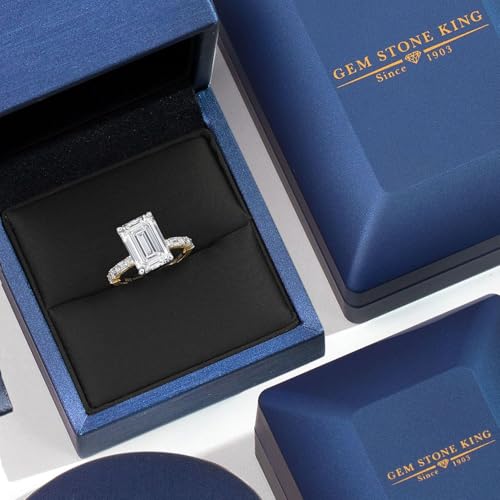 14K Two Tone Gold 1-5 Cttw IGI Certified Emerald Cut Lab Grown Diamond Engagement Ring for Women | E-F Color | VS1-VS2 Clarity | Wedding Anniversary Gold Ring For Women | Available In Size 5-94