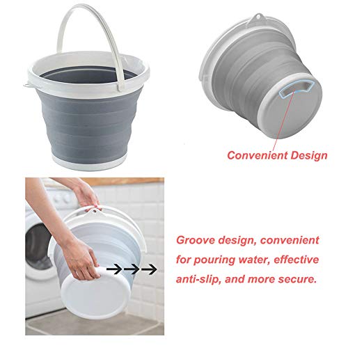 Grebeer 10L Silicone Bucket 2.65 Gallon Water Bucket Portable Folding Collapsible Outdoor Barrel for Fishing, Camping, Car Washing, Home Storage and Outdoors Wash (10L)