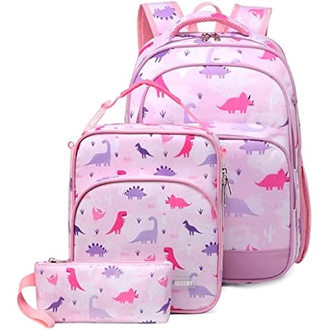 VASCHY Pink Dinosaur Backpack Set for Kids Cover