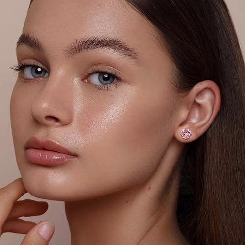 8mm Heart-Cut Birthstone Stud Earrings for Women – 18K Gold Plated Hypoallergenic Cubic Zirconia Earrings, Nickel Free, 12 Months Colors, Everyday Jewelry, Gift for Her, Bridal, Birthday, Christmas3