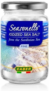 Seasonello Iodized Fine Sea Salt from The Sardanian Sea | Italian Fine Sea Salt For All Your Dishes, 7.05 Oz