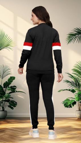 Image of SIRGO Women's Trendy Black Tracksuit Set for Gym Workout Jogging Running Sports Casual Wear | Full Sleeve Top with Track Pants.