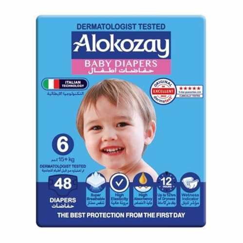 Alokozay Baby Diapers for 15 kg Babies 48-Pieces, Size 6