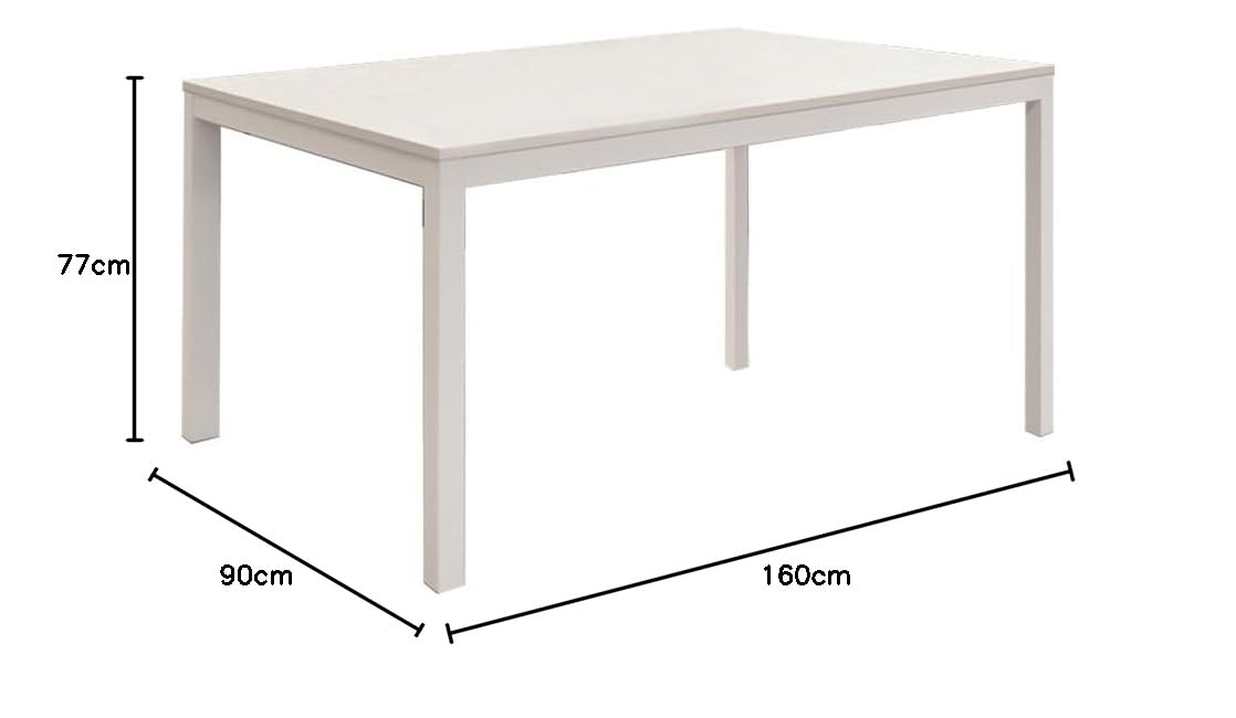 Tavolo TROPEA in legno, finitura bianco frassinato e metallo verniciato bianco, allungabile 160x90 cm - 210x90 cm
