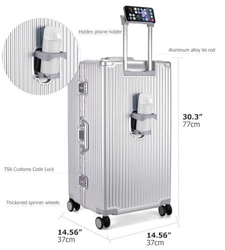 Image of feilario Super Large Aluminum Frame Checked Zipperless Luggage | Zipperless access, PC shell, TSA lock, cup /phone holder and 126L capacity suit dorm moves, moving and long trips