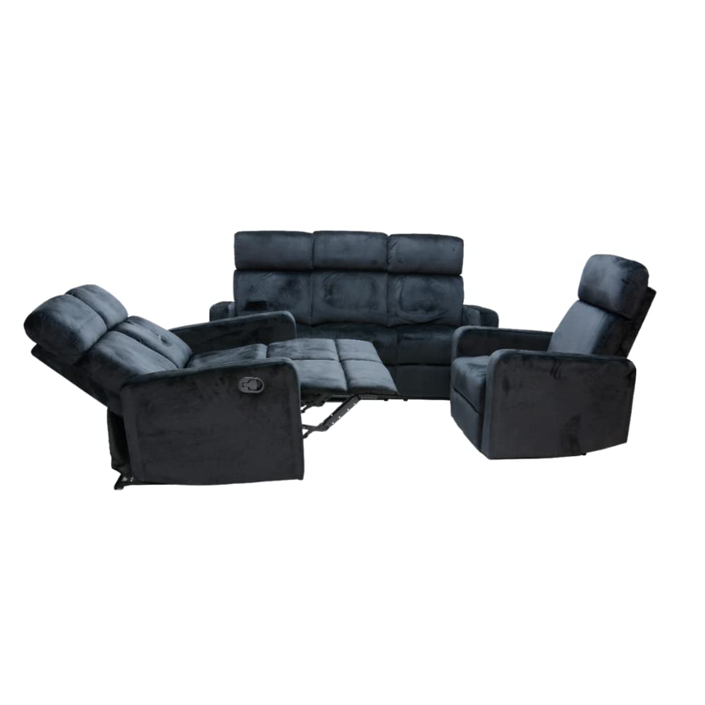 Karnak 3 Pieces Recliner Sofa Set Bonded Fabric Lounge Chair with sponge Loveseat Reclining Couch for Living Room Model no-7797