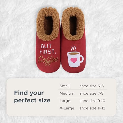 Image of Snoozies Coffee Slipper Socks for Women Cute Gifts and Fun House Slippers with Soft Sherpa Lining and Grips