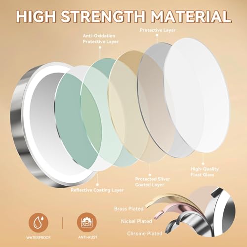 Auxmir Lighted Wall Mounted 30X Magnifying Makeup Mirror, 8" Double-sided 360° Swivel Shaving Mirror with Extendable Arm, 3200mAh Rechargeable Dimmable Mirrors with Tweezer for Bathroom and Hotel - Image 8