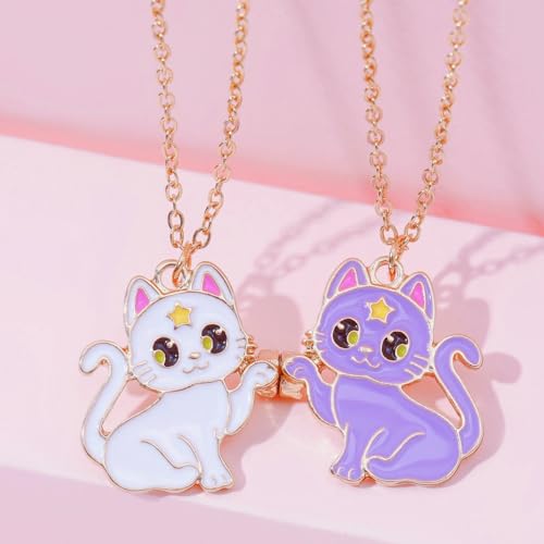 Lezmoii Best Friend Necklace Gifts Friendship Necklace Matching Magnetic Cat Bff Necklace For 2 Girls  thumb #3