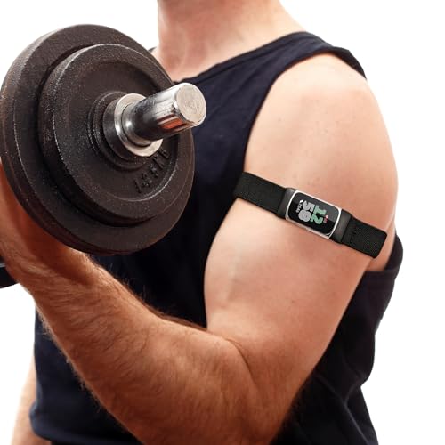 Wizvv Elastic Ankle/Arm/Wrist Band Compatible with Fitbit Charge 6/5 Fitness Tracker, Adjustable Stretchy Nylon Sport Workout Replacement Strap Women Men Armband/Ankleband/Wristband Accessory (Black) by Wizvv - Used condition - Image 3