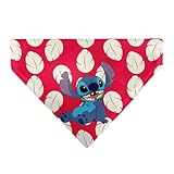 Disney Pet Bandana Lilo and Stitch Dress Leaves with Stitch Sitting Pose Red Slip On Collar Bandana Only