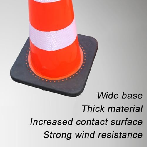 28" Blue Traffic Cones - 2 Pack Safety Cones with Reflective Strips for Parking Lot, Temporary Barricades, Durable Rubber Base for Enhanced Visibility and Stability