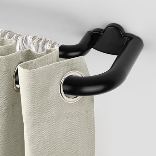 HOTOZON Double Tringle à Rideau 76-122 cm, Design Enroulable et Extensible 19 mm en Noir...