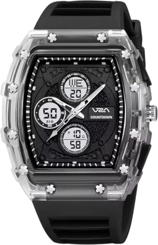 Image of V2A Impact-TERRAX 3105 Analog-Digital Watch for Men | Bold Tonneau Design with Multi-Display Dial | 50M Waterproof Sports Watch | Countdown, Alarm & Stopwatch