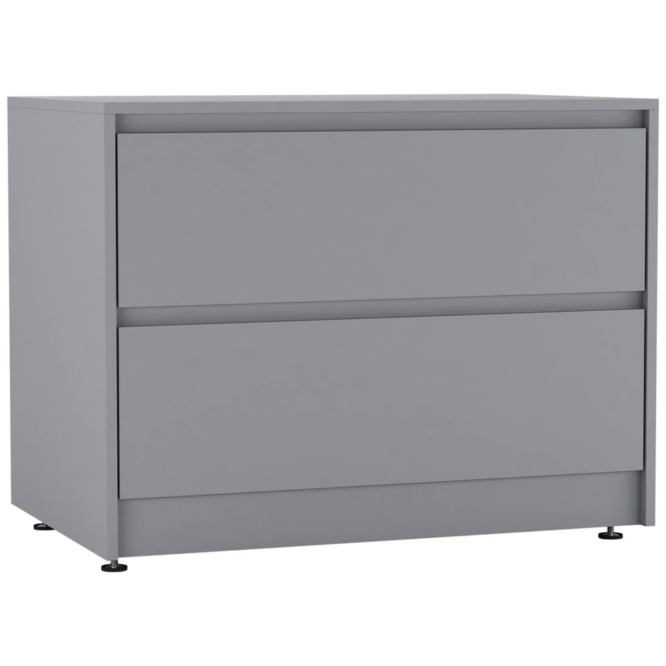 URBNLIVING 2 Drawer Chest Cabinet with Adjustable Feet, Modern Engineered Wood Dresser Unit with Smooth Glide Drawers, Compact Sideboard for Bedroom, Living Room, or Hallway Storage