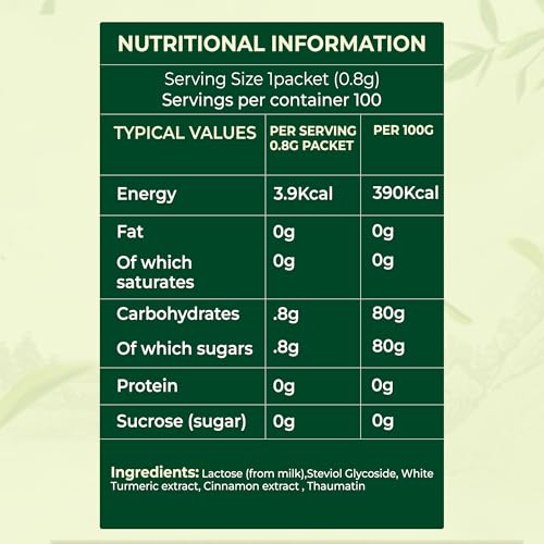 Image of LowKal Stevia Sachets, 100 Count | Natural, Tastes Great, Ideal For Travel | No Sugar-Spike Ingredients | With Gut-Friendly Turmeric & Cinnamon | Stevia Powder Sachets | Sugarfree Stevia