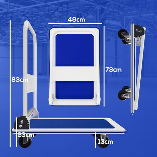 Tronitechnik® Transportwagen Plattformwagen klappbar - mit Lenkrollen 150 kg Tragkraft mit Antirutschbeschichtung - Ladefläche 72x48 cm - Paketwagen