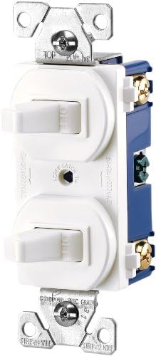 EATON 271W-BOX Arrow Hart 271W Duplex Grounding Toggle Switch, 120/277 Vac, 15 A, 1 Pole, White