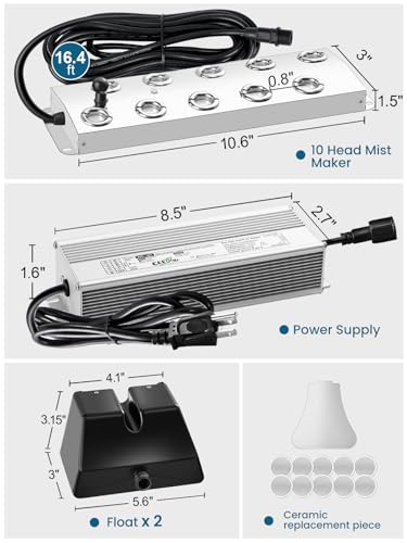 Ceed4U CD003-10H Ultrasonic Fogger, 10 Head Ultrasonic Mist Maker, 7000Ml/H 350W Mist Maker Fogger With Buoy Ip67 Waterproof Power Supply For Pond Garden Lawn Rockery Greenhouse Halloween Decoration thumb #5