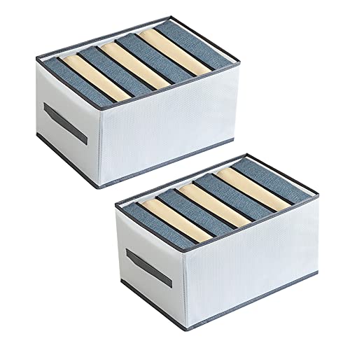 Niciksty 2 Stück kleiderschrank organizer, Jeans Schrank Organizer Schubladen Aufbewahrungsbox mit 7 Fächern für Jeans, T-Shirts, Leggings, Kleider, Schals Cover