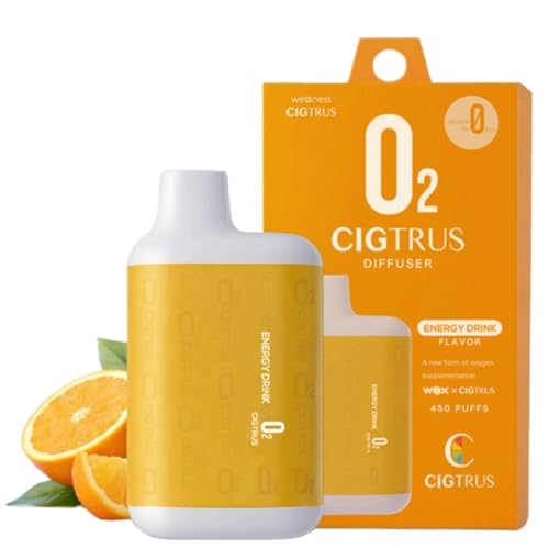 O Cigtrus Oxygen Inhaler | Nicotine & Tar Free Portable Oxygen Diffuser | Quit Smoking Support & Healthy Lungs - Improving Breathing and Oral Air Freshening (Energy Drink)