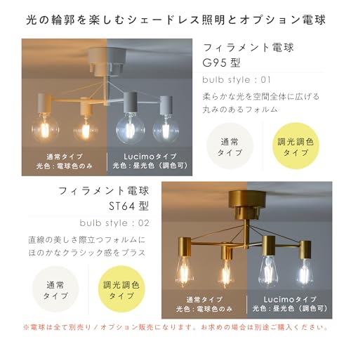 VENTOTA シーリングライト スポットライト 4灯 照明器具 間接照明 電気 E26 おしゃれ 北欧 リビング照明 寝室 食卓用 リビング用 和室 子供部屋 一人暮らし 調光調色 リモコン式電球同時購入可能 smlia-c (ブラック, 60w相当リモコン式フィラメントLED電球) [5]