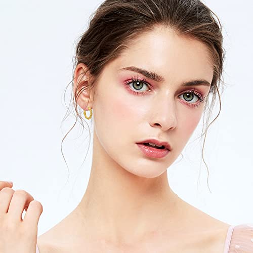 18k Yellow Gold Twist Hoop Earrings for Women, Real 18 Karat Gold Huggie Hoops(18 * 17 * 3 mm)3