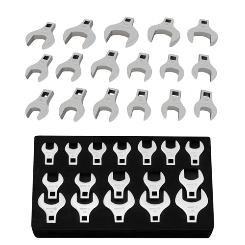 Grip 17 pc 1/2" Dr Jumbo Crowfoot Wrench Set Metric - Sizes from 20mm to 46mm - Foam Storage Tray - Chrome Vanadium Steel - Chrome Plated
