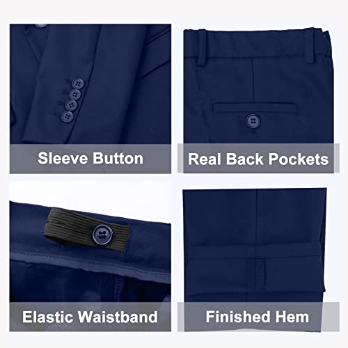 Boy Diary Boys Suit 5 Piece, Adjustable Waist With Functional Pockets, Ring Bearer Outfit, Formal Suits For Boys, Boys Suit Size 14, Blue #TOP3