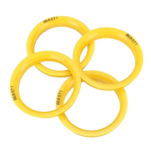 4 piezas Centradores De Llantas,Hub Centric Anillos para 66.6-57.1 anillos centrados en el cubo de la rueda amarillo