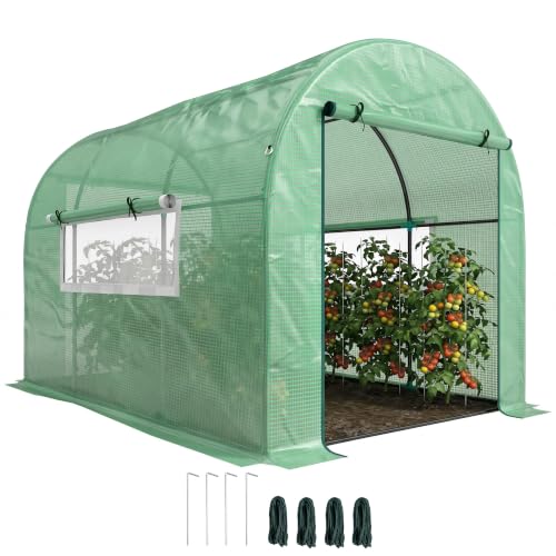 Image of Outsunny 3 x 2 x 2m Polytunnel Greenhouse Walk-in 2 Large Doors Green