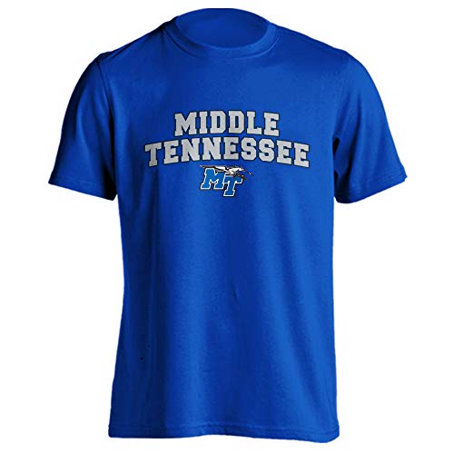 Sport Your Gear Middle Tennessee State University Blue Raiders MTSU Classic Arch Mascot Basic Short Sleeve T-Shirt Royal Blue Large
