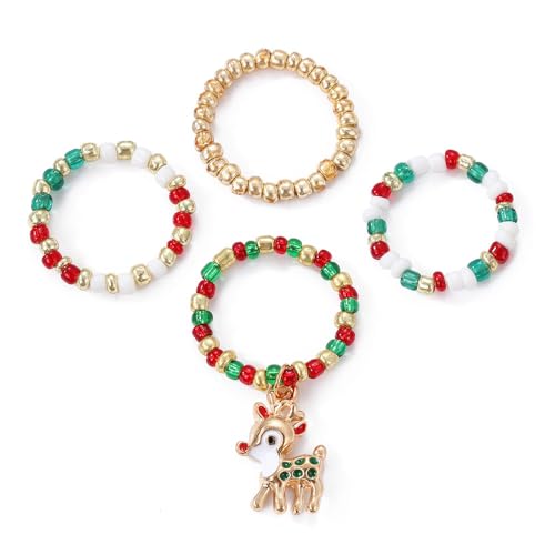 Bagues de Perles de Noël réglables pour femmes et filles