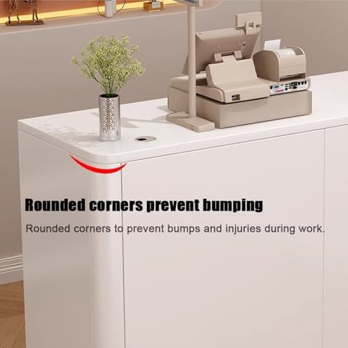 Reception Desk with Counter & Lockable Storage Drawers - Small Front Cashier's Desk for Salon, Reception Room, Checkout & Office Use