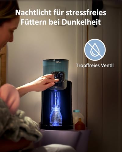 Flaschenzubereiter für Babys,Flaschenwärmer Baby,Instant Warmer,Wasserspender für Sofortige Herstellung von Formelflaschen,4 Temperaturen 72H Smart Thermostat, Heißwasserspender, Schwarz 4