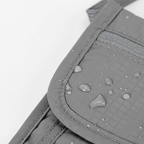 BUBM Neck Wallet, RFID Passport Holder, Travel Wallet, Waterproof, Anti-theft Pouch for Women/Men - Gray - Image 5