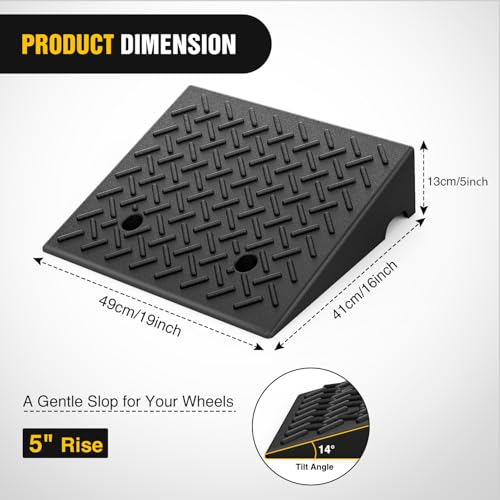 Nilight Rubber Curb Ramps, 5 Inches Rise Height Heavy Duty Rubber Threshold Ramp, Portable Driveway Ramps for Cars Wheelchairs Scooter Lawn Mower, 7000lbs Load Capacity, 2 Pack by Nilight - Image 2