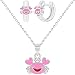 Produktbild Schmuckset für Mädchen mit Halskette und Ohrringen, Sterling-Silber 925, Rosa