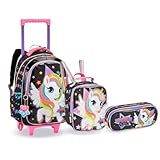 Kit Mochila Rodinha Unicórnio Power Estilosa Meninas Escolar